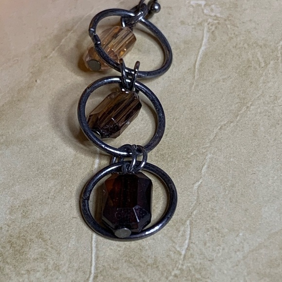 Dark Silver Metal Drop Earrings w/ Beads - Picture 10 of 11